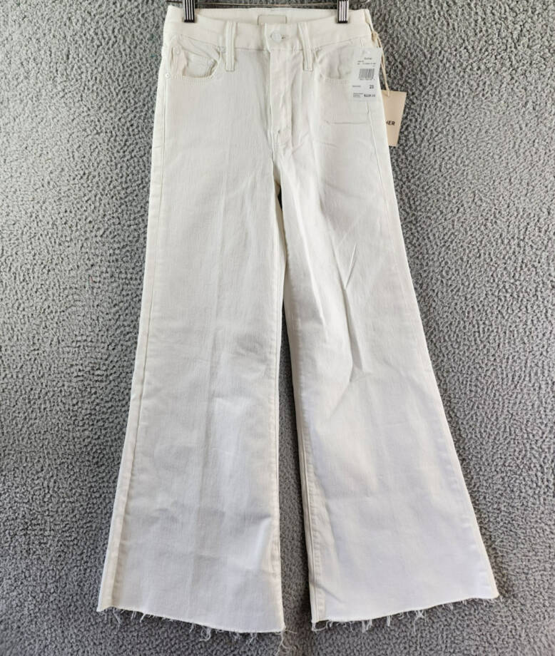 MOTHER The Roller Fray Wide Leg Jeans Women's 23 Fairest of Them All Button Zip