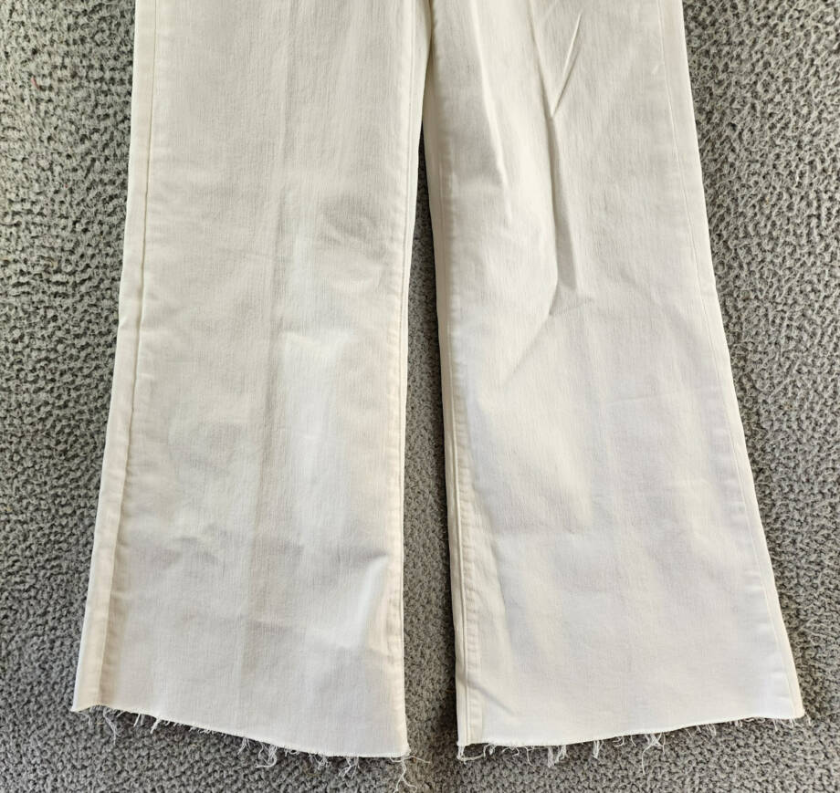 MOTHER The Roller Fray Wide Leg Jeans Women's 23 Fairest of Them All Button Zip