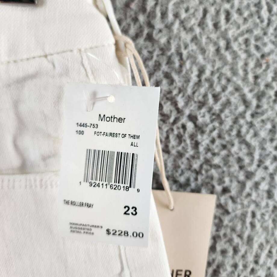 MOTHER The Roller Fray Wide Leg Jeans Women's 23 Fairest of Them All Button Zip