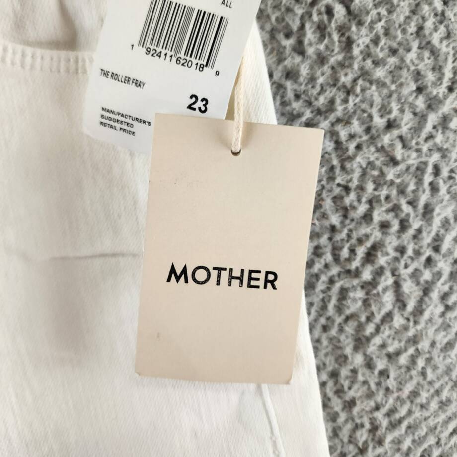 MOTHER The Roller Fray Wide Leg Jeans Women's 23 Fairest of Them All Button Zip