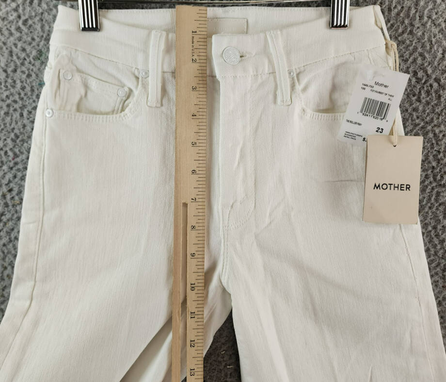 MOTHER The Roller Fray Wide Leg Jeans Women's 23 Fairest of Them All Button Zip