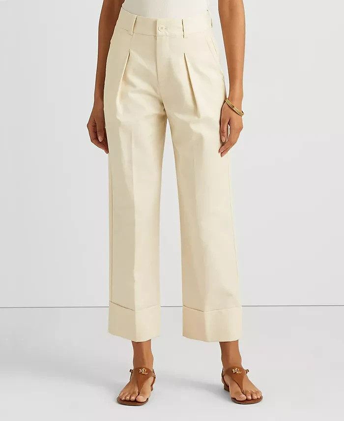 Lauren Ralph Lauren Double-Faced Stretch Ankle Pants Women's 16 Winter Cream