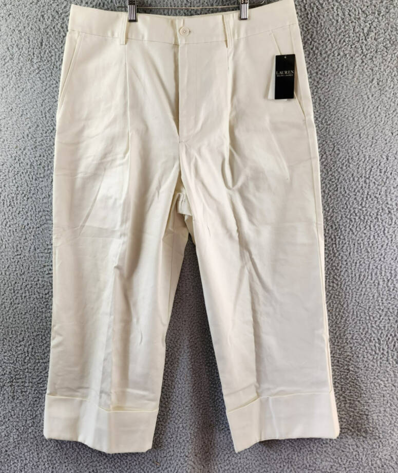 Lauren Ralph Lauren Double-Faced Stretch Ankle Pants Women's 16 Winter Cream