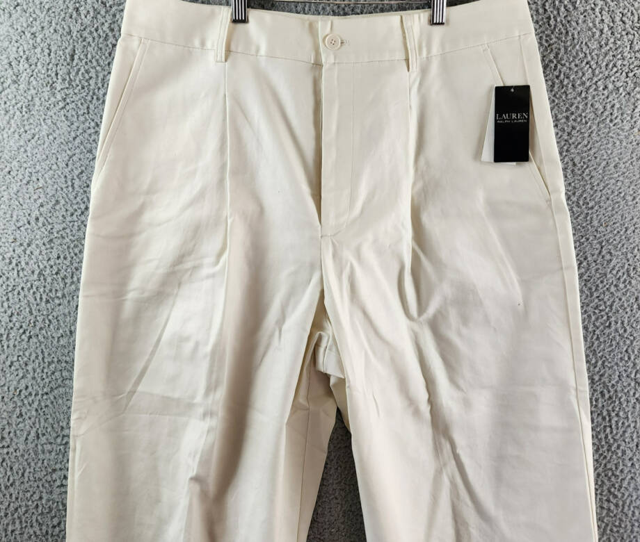 Lauren Ralph Lauren Double-Faced Stretch Ankle Pants Women's 16 Winter Cream