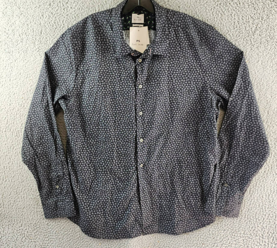 PS Paul Smith Slim Fit Button Front Shirt Men's XXL Black Collared Long Sleeve