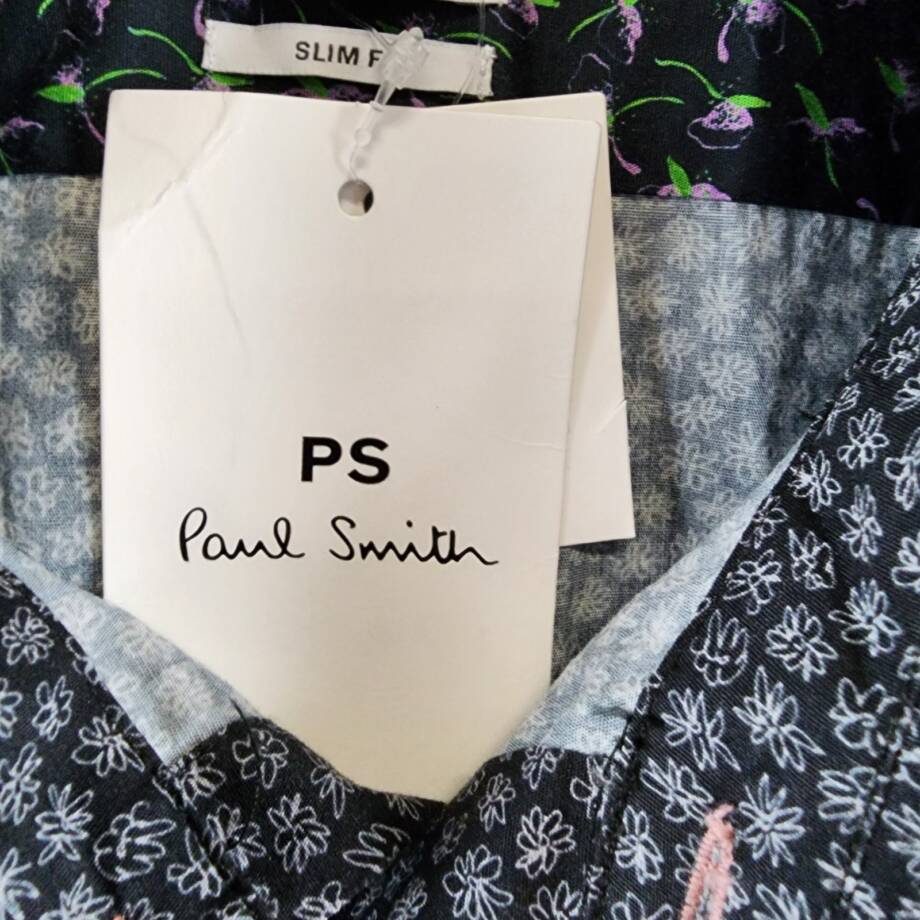 PS Paul Smith Slim Fit Button Front Shirt Men's XXL Black Collared Long Sleeve