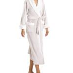 Natori Frosted Faux Fur Robe Women's Medium Cashmere Self-Belt Tie Closure
