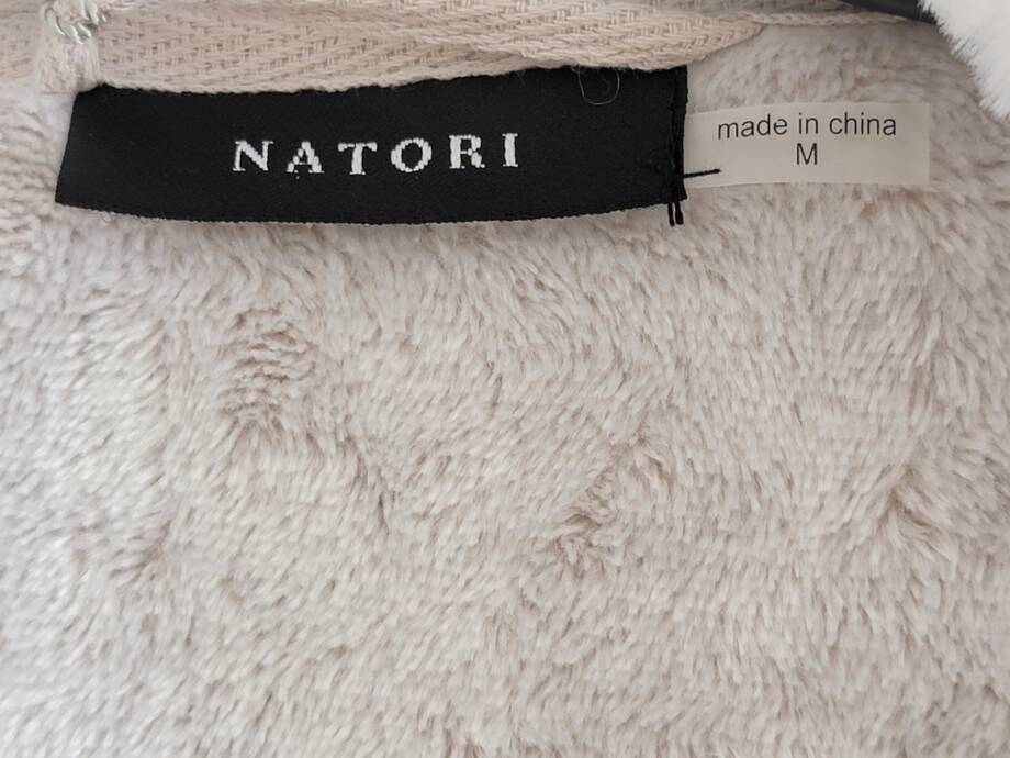 Natori Frosted Faux Fur Robe Women's Medium Cashmere Self-Belt Tie Closure