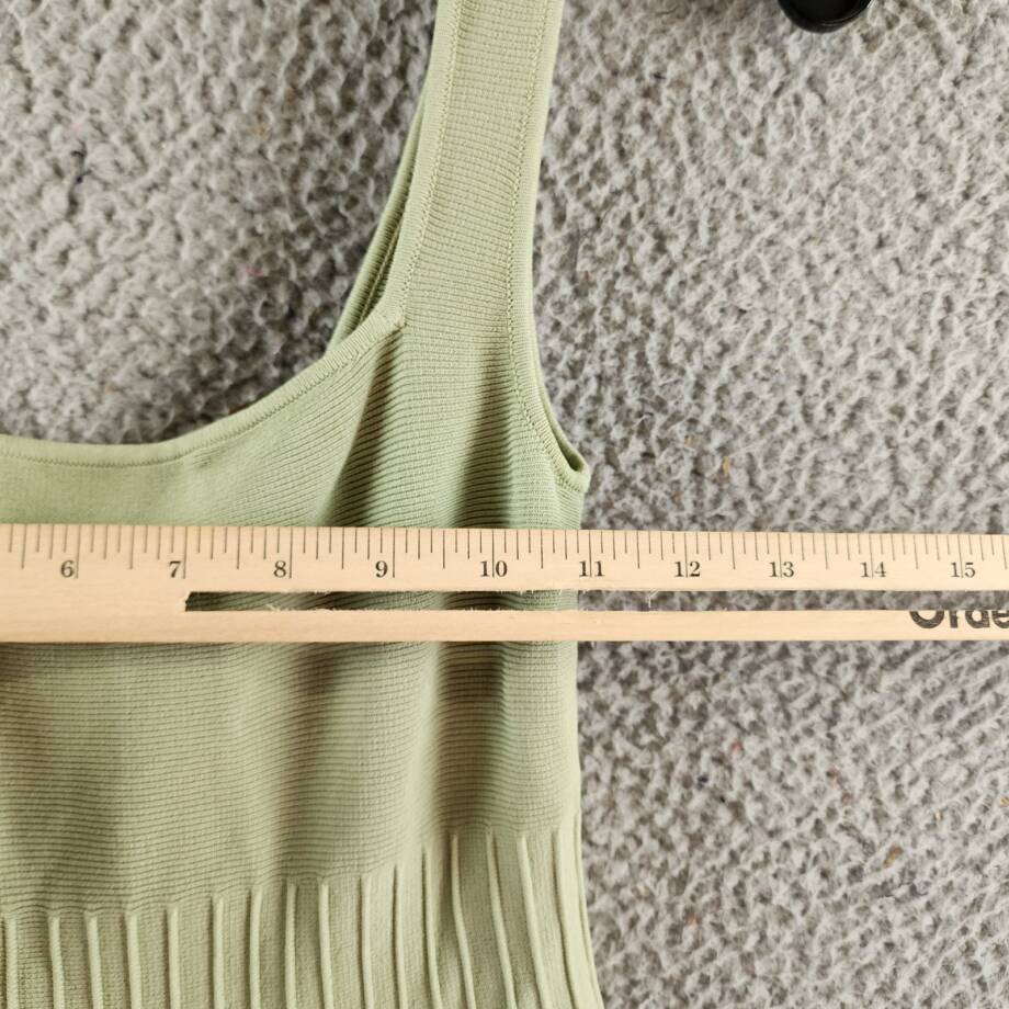 STAUD Ellison Square Neck Ombre Dress Women's S Avocado Green Pleated Pullover