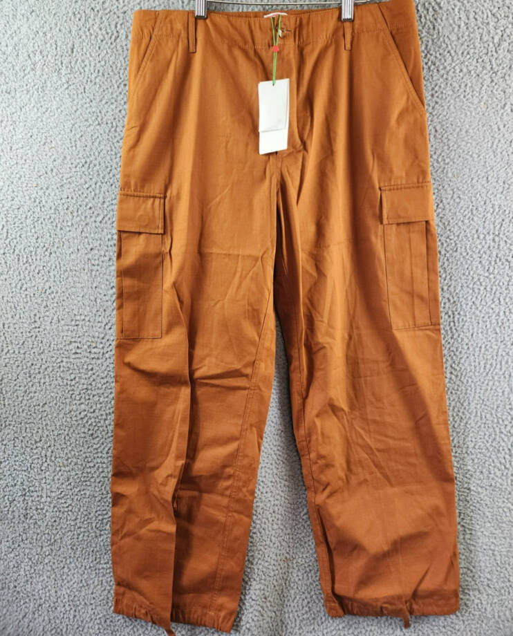 KENZO 'Boke Flower' Button Cargo Pants Men's 40 Light Brown Button Zip Closure