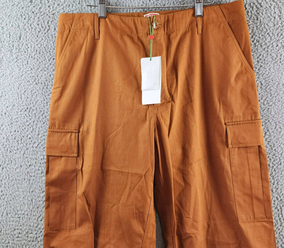 KENZO 'Boke Flower' Button Cargo Pants Men's 40 Light Brown Button Zip Closure