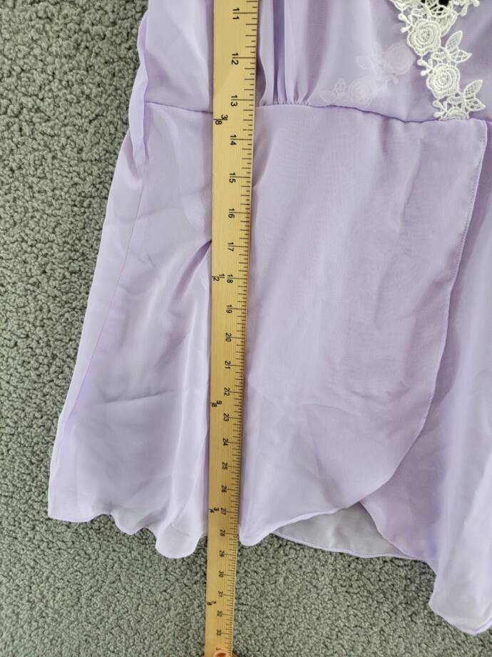 iCollection Ava Chiffon & Lace Babydoll Chemise 2pc Lingerie Women's S Lavender~