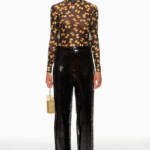 Rachel Antonoff Lillian Turtleneck Top Women's Black Multi Printed Long Sleeve S