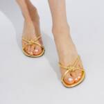 Bottega Veneta Kitten Heel Blink Mule Sandals Women's 36/6 US Gold Slip On