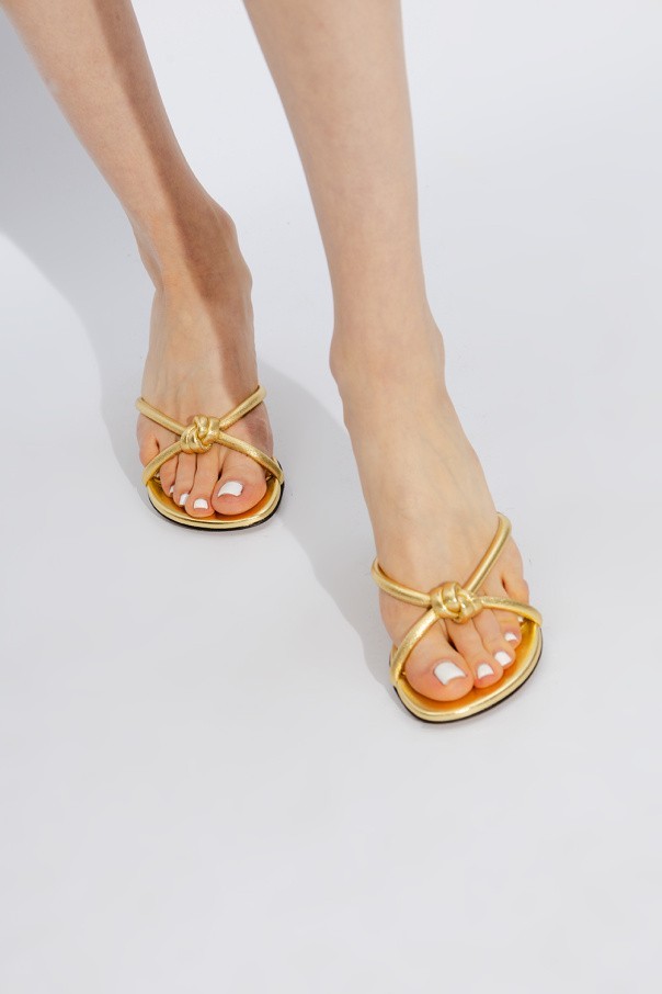 Bottega Veneta Kitten Heel Blink Mule Sandals Women's 36/6 US Gold Slip On