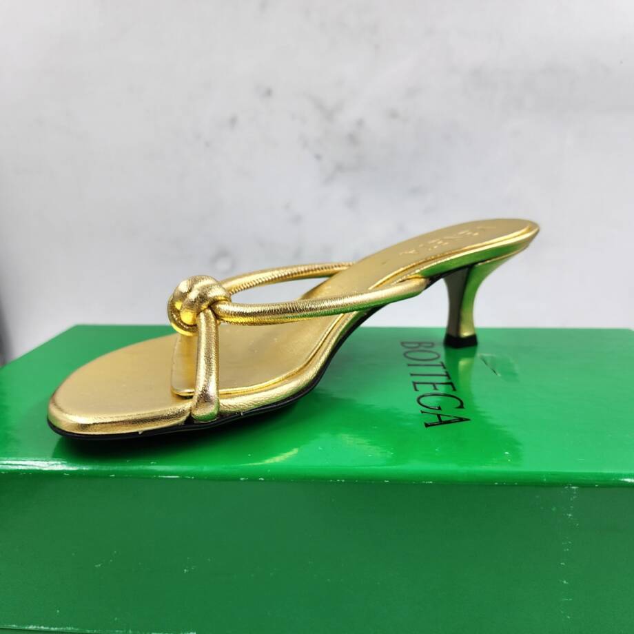 Bottega Veneta Kitten Heel Blink Mule Sandals Women's 36/6 US Gold Slip On