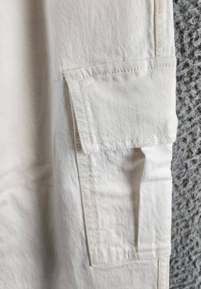 REBECCA MINKOFF Relaxed Cargo Pants Women's 24 Alabaster Zip & Button Closure
