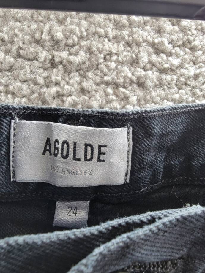 AGOLDE Ellis High Rise Wide Leg Jeans Women's 24 Crushed Button Zip Closure