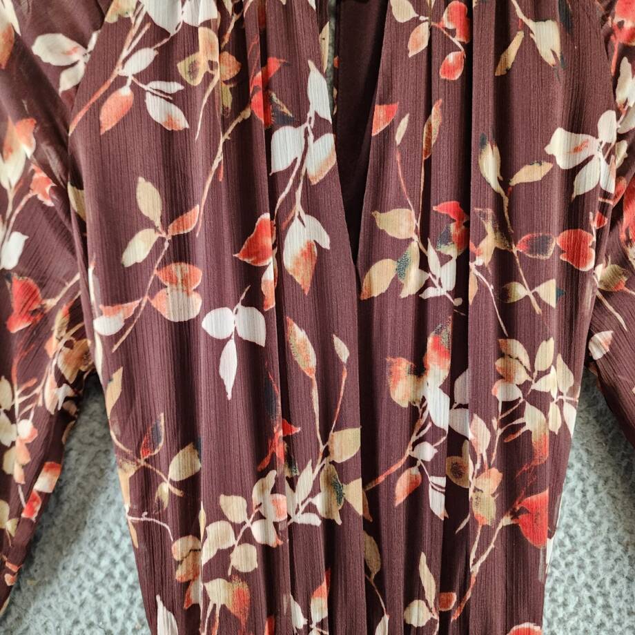 Calvin Klein Printed Round-Neck Midi Dress Women's 2 Syrah Multi Tie at Waist