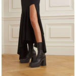 Stella McCartney Skyla Stretch Chunky Ankle Boots Women's Black Side Zip Closure