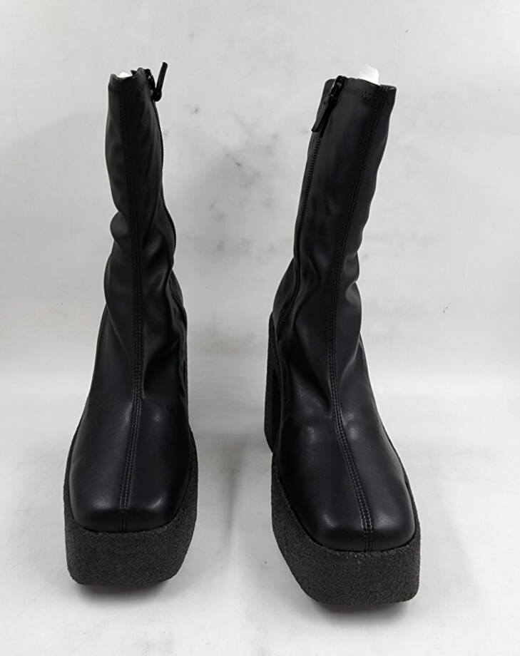 Stella McCartney Skyla Stretch Chunky Ankle Boots Women's Black Side Zip Closure