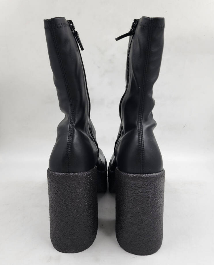 Stella McCartney Skyla Stretch Chunky Ankle Boots Women's Black Side Zip Closure
