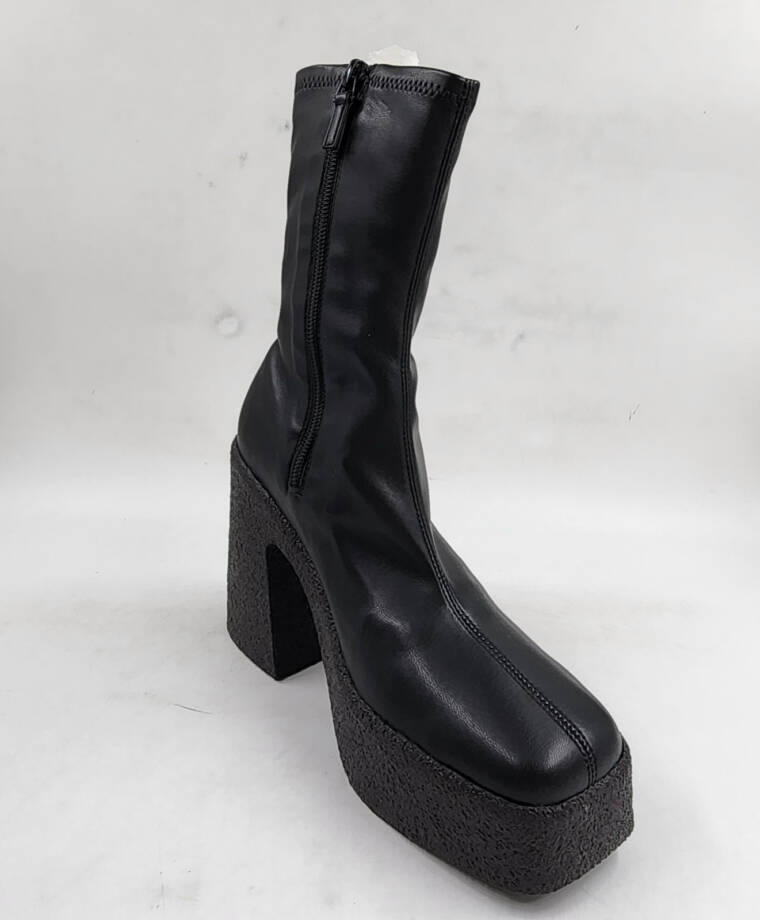 Stella McCartney Skyla Stretch Chunky Ankle Boots Women's Black Side Zip Closure