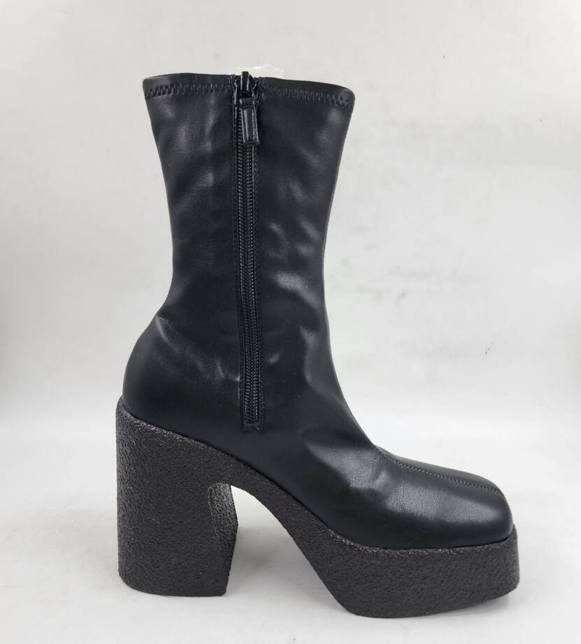Stella McCartney Skyla Stretch Chunky Ankle Boots Women's Black Side Zip Closure