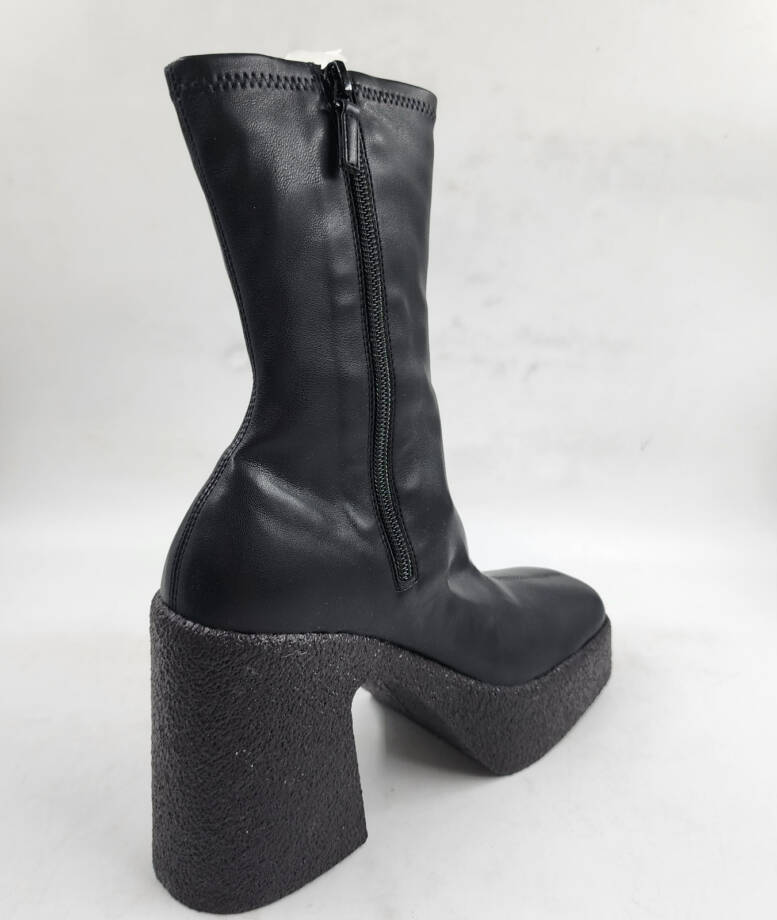 Stella McCartney Skyla Stretch Chunky Ankle Boots Women's Black Side Zip Closure