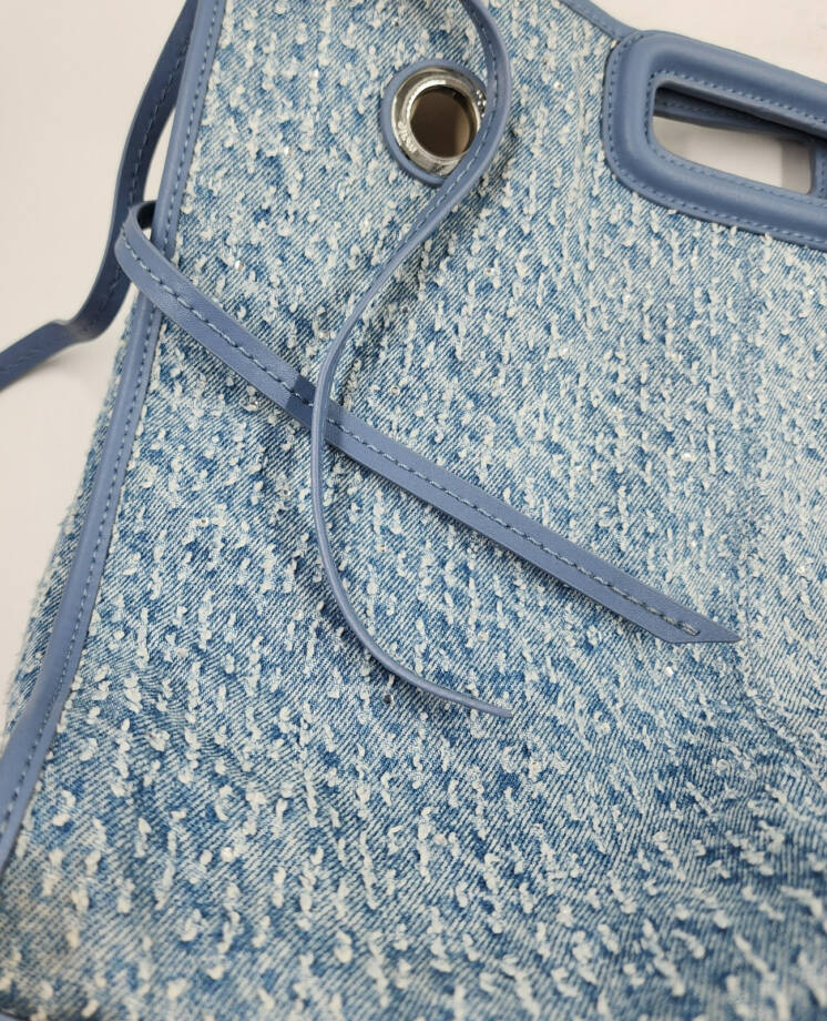Maje Rhinestone-Embellished Denim Tote Bag Women's One Size Blue Magnetic Snap
