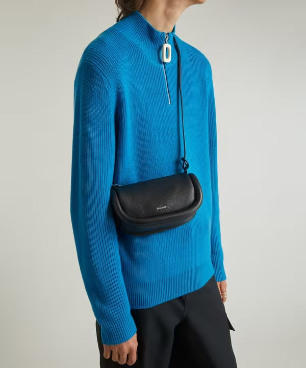 JW Anderson Bumper-12 Leather Shoulder Bag Women's One Size Black Zip Closure