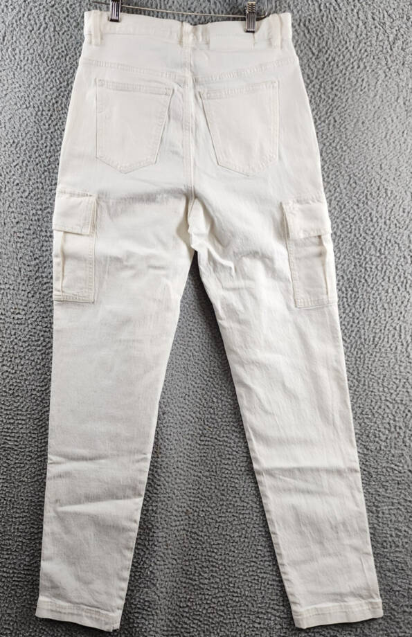 REBECCA MINKOFF Relaxed Cargo Pants Women's 24 Alabaster Zip & Button Closure