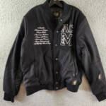 A.C MILAN Wool Blend Embroidered 1899 Coach Jacket Men's M Black Snap Front L/S