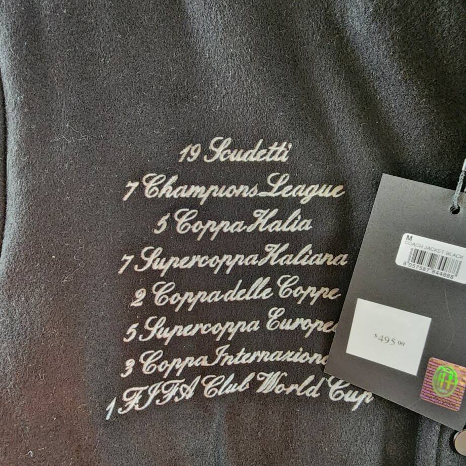 A.C MILAN Wool Blend Embroidered 1899 Coach Jacket Men's M Black Snap Front L/S