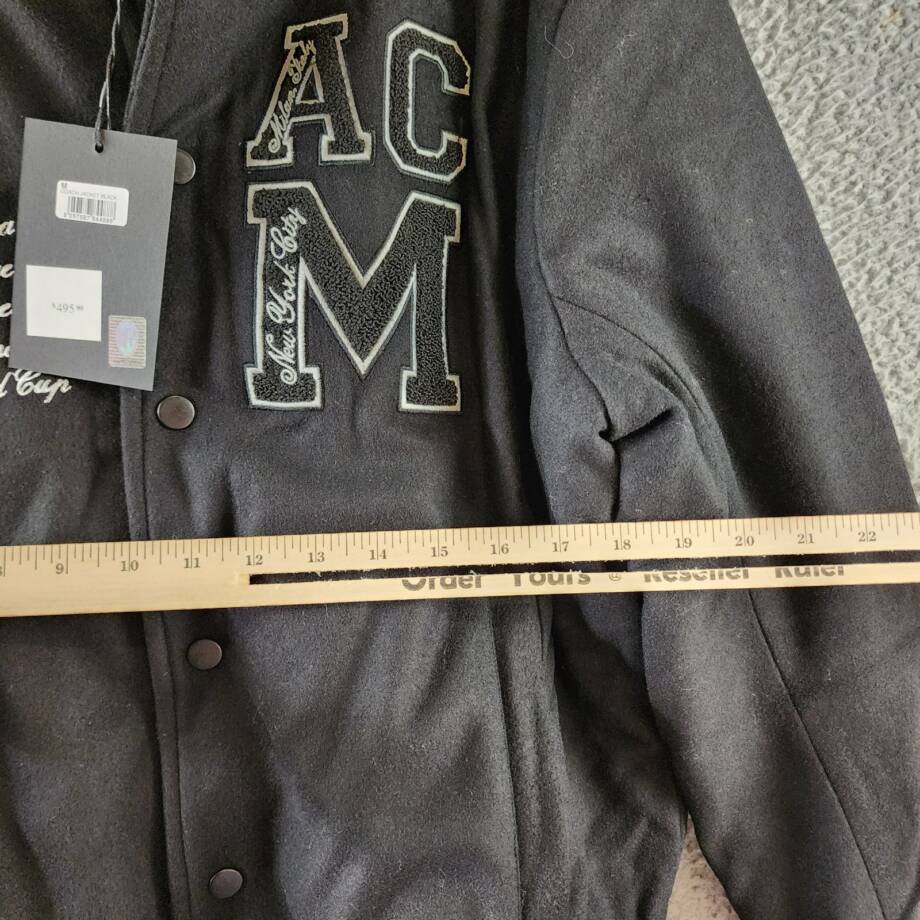 A.C MILAN Wool Blend Embroidered 1899 Coach Jacket Men's M Black Snap Front L/S