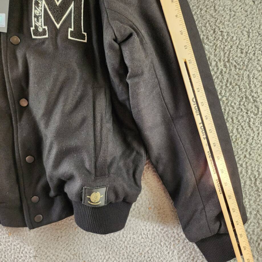 A.C MILAN Wool Blend Embroidered 1899 Coach Jacket Men's M Black Snap Front L/S