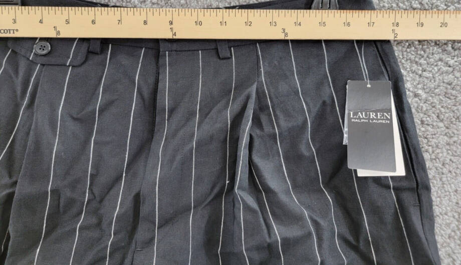 Lauren Ralph Lauren Linen Mini Casual Shorts Women's 12 Black Striped Button Zip