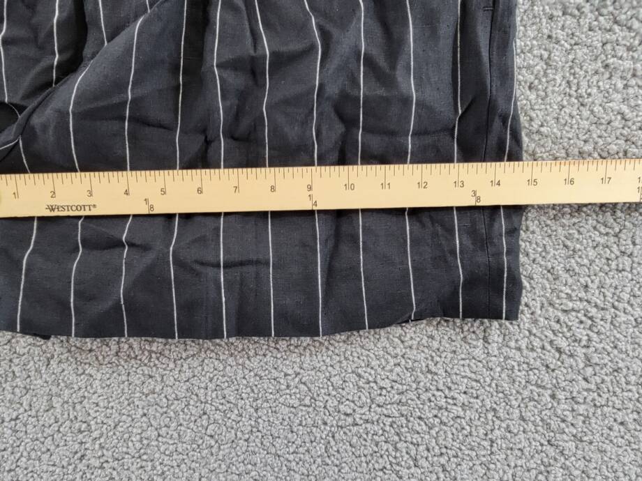Lauren Ralph Lauren Linen Mini Casual Shorts Women's 12 Black Striped Button Zip