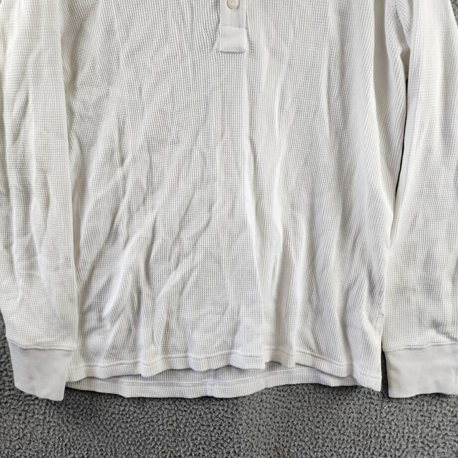 rag & bone Waffle Knit Henley Top Men's XL White Solid Long Sleeve Pullover
