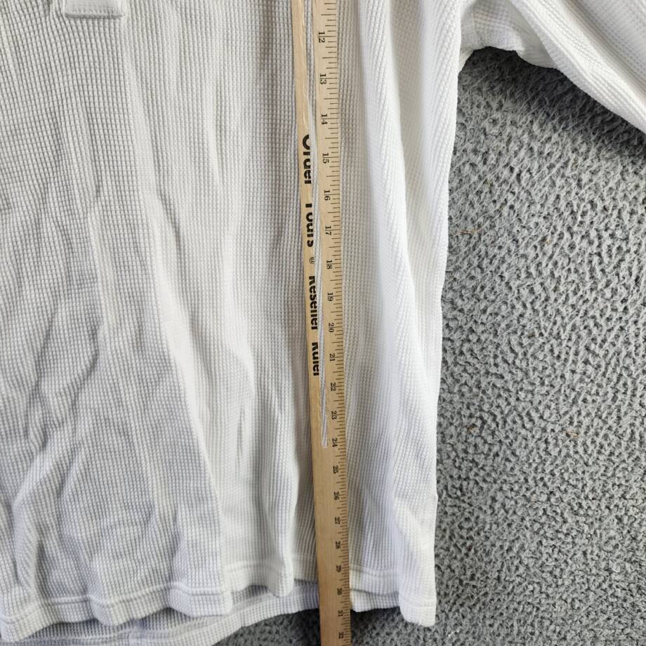 rag & bone Waffle Knit Henley Top Men's XL White Solid Long Sleeve Pullover