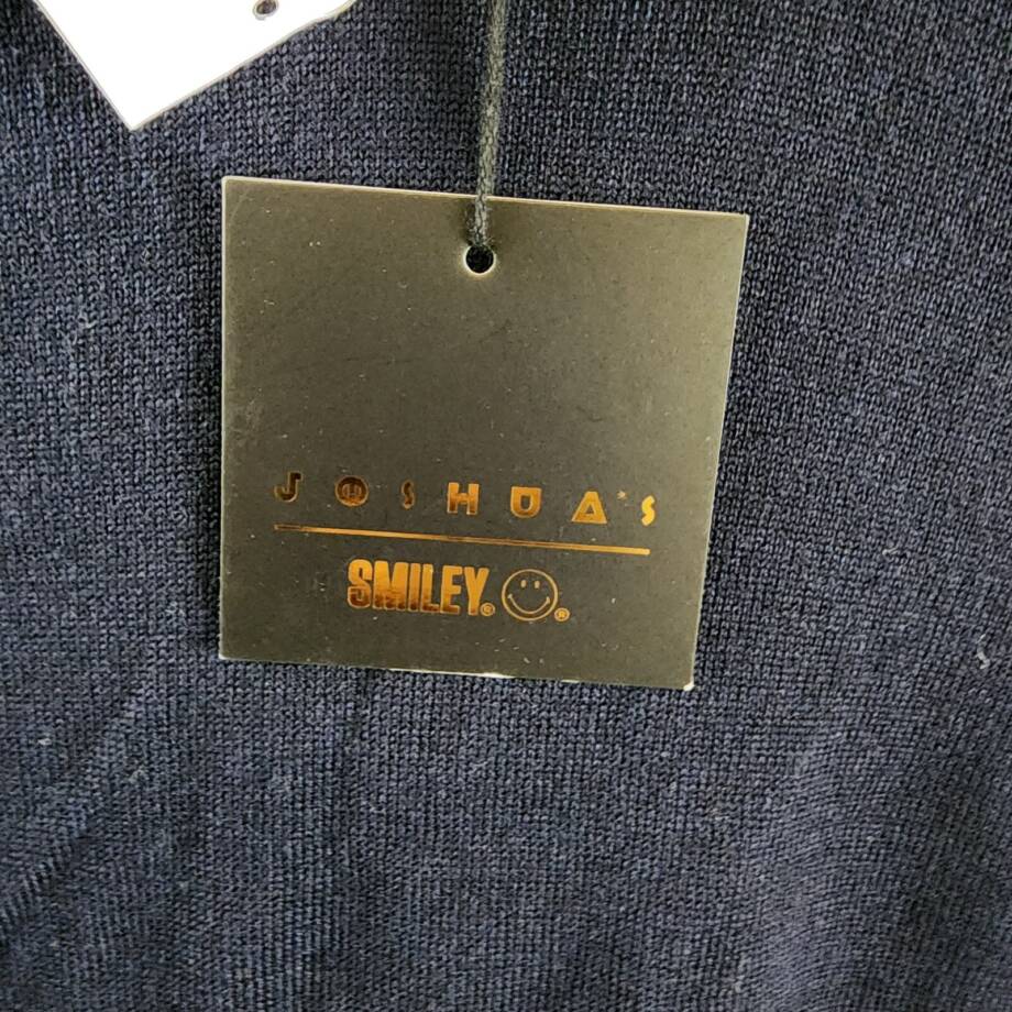 Joshua Sanders Pixel Wool Crewneck Sweater Men's L Navy Ribbed Pullover L/S