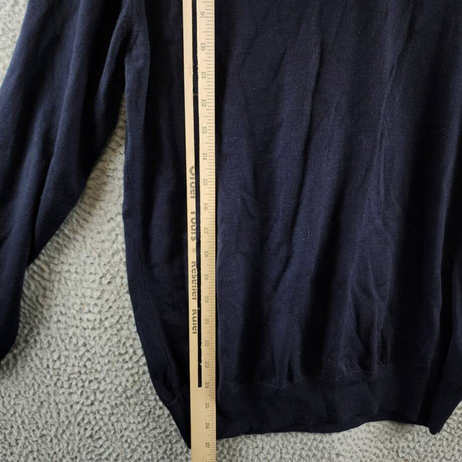 Joshua Sanders Pixel Wool Crewneck Sweater Men's L Navy Ribbed Pullover L/S