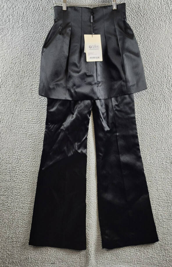 A.W.A.K.E. MODE Layered Skirt Pants Womens 36 Black Welt Pocket Back Zip Closure