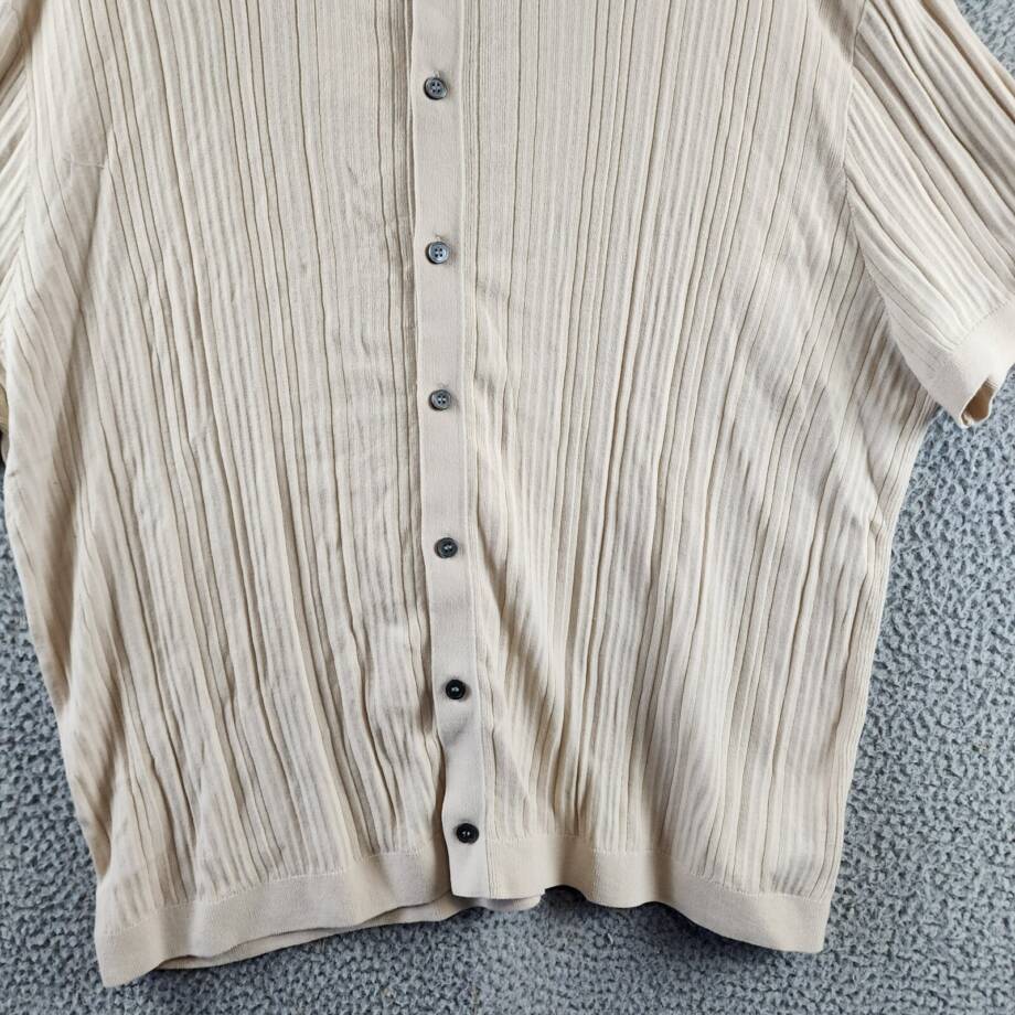 Theory Cairn Tactile Finish Regular Fit Button Up Shirt Men's XXL Sand Solid S/S