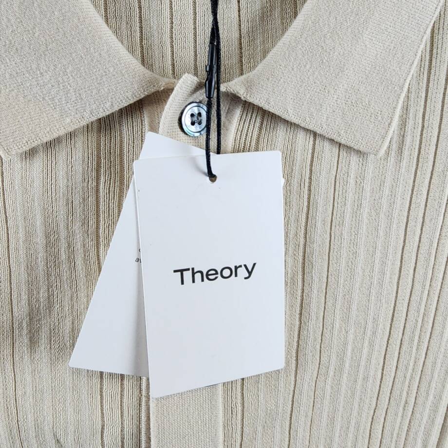 Theory Cairn Tactile Finish Regular Fit Button Up Shirt Men's XXL Sand Solid S/S