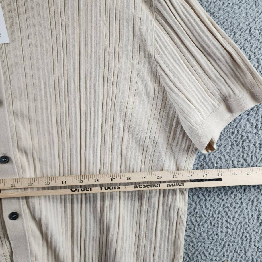 Theory Cairn Tactile Finish Regular Fit Button Up Shirt Men's XXL Sand Solid S/S