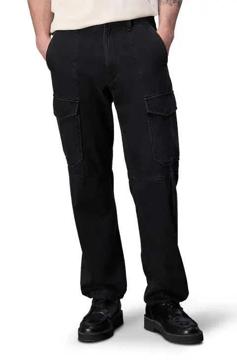 Rag & Bone Fit 4 Denim Cargo Pants Men's 29 Black Pockets Button Zip Closure