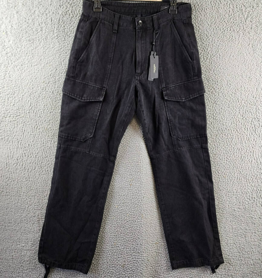 Rag & Bone Fit 4 Denim Cargo Pants Men's 29 Black Pockets Button Zip Closure