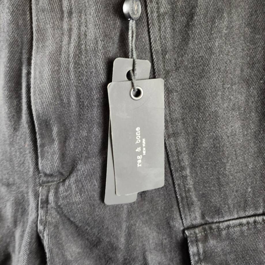 Rag & Bone Fit 4 Denim Cargo Pants Men's 29 Black Pockets Button Zip Closure