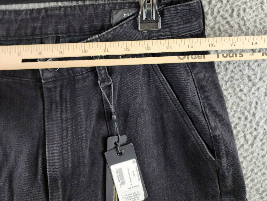 Rag & Bone Fit 4 Denim Cargo Pants Men's 29 Black Pockets Button Zip Closure